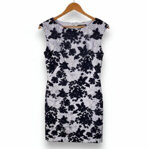 Ralph Lauren Navy Floral Lace Sheath Cocktail Dress Sleeveless Size 8